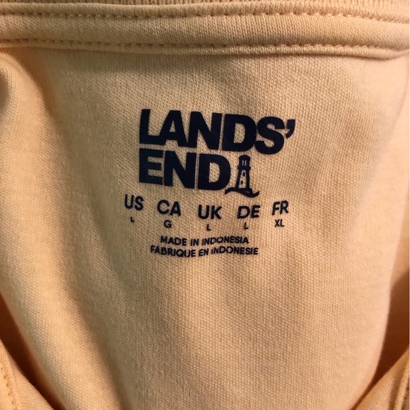 Lands' End Soft Yellow Polo Shirt button front L/S Okeo Tek 100 Long Sleeve - Picture 3 of 4